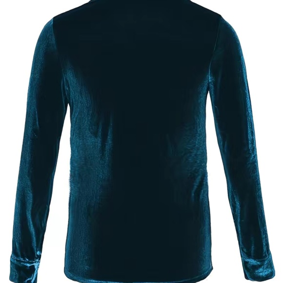 Velour Button Down Shirt Peacock - Picture 2 of 4